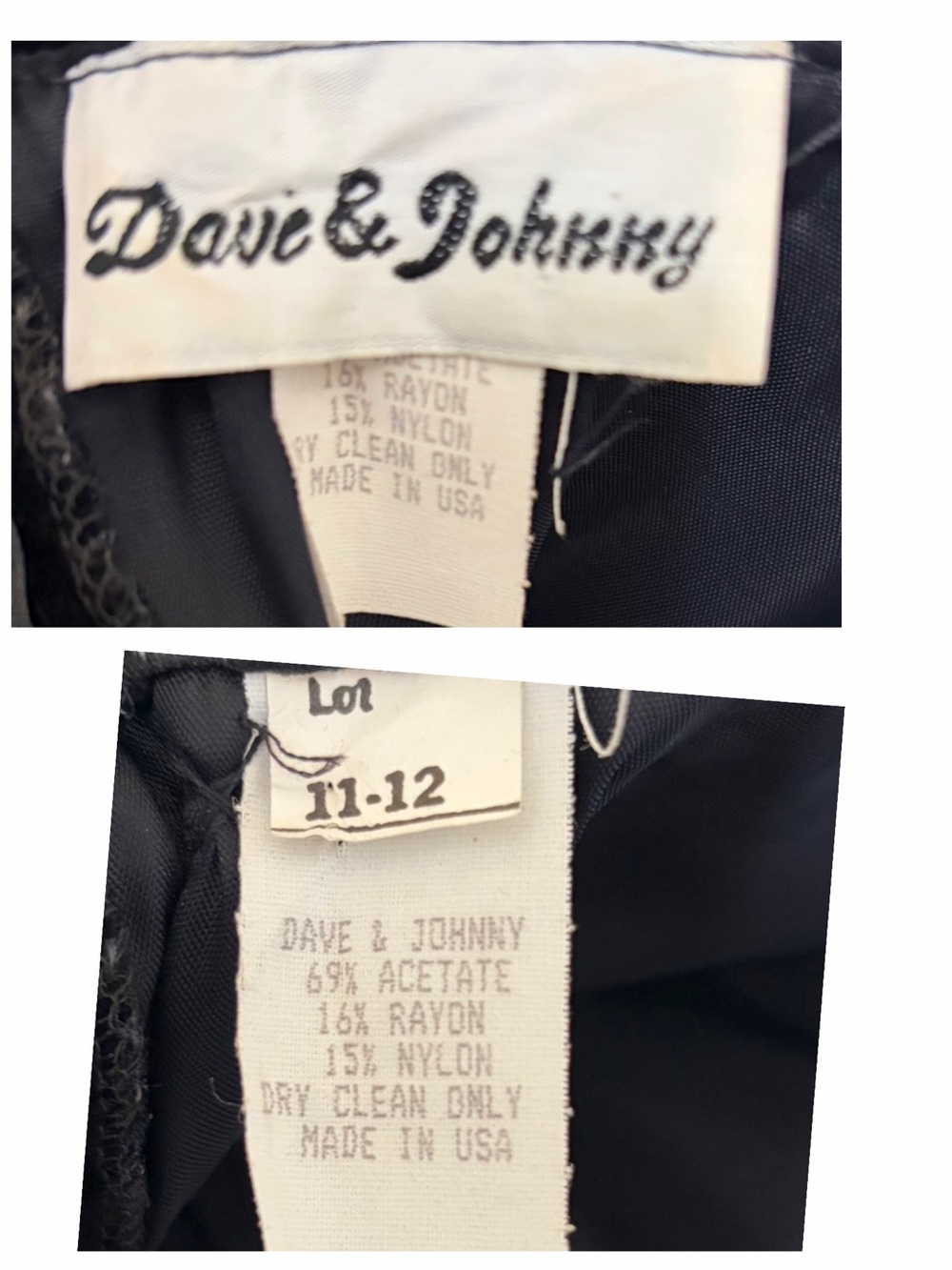 Vintage Art Deco Cocktail Dress M Black Velvet Gold Origami Fan Dave & Johnny - Picture 8 of 8